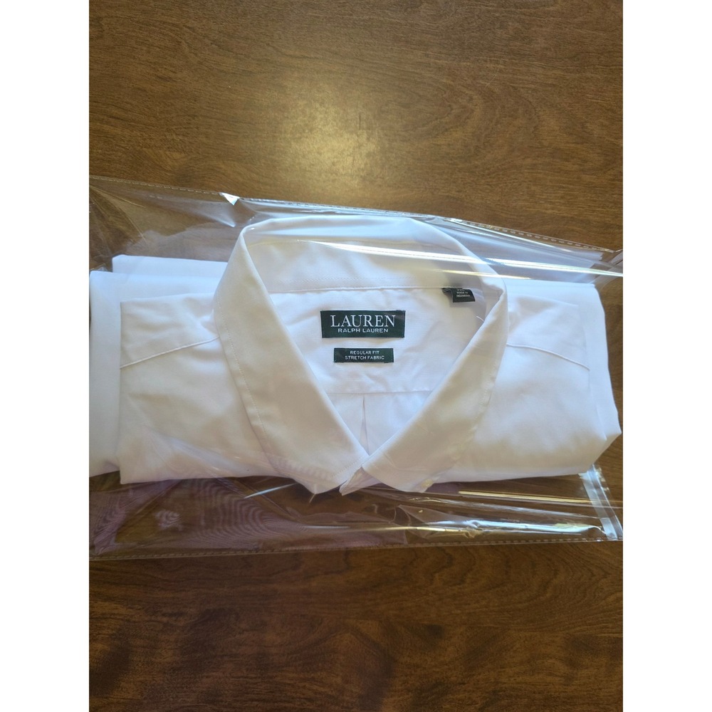 Lauren Ralph Lauren Mens White Dress Shirt Regular Fit Stretch 18 34/35 2XL